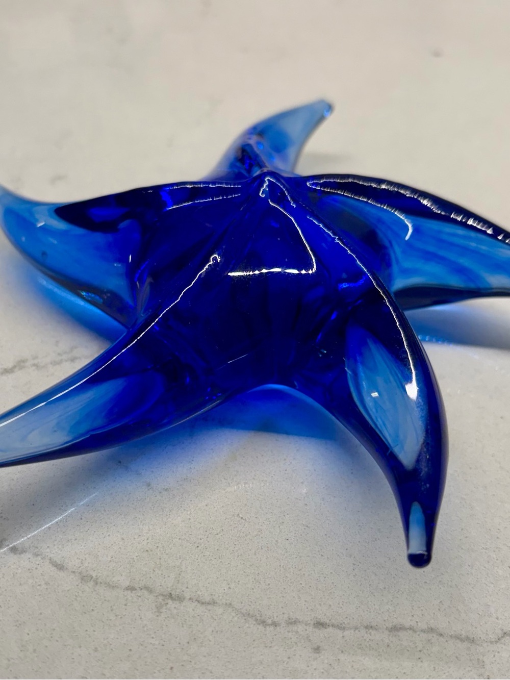 Coastal Chic Cobalt Blue Glass Starfish Paperweight